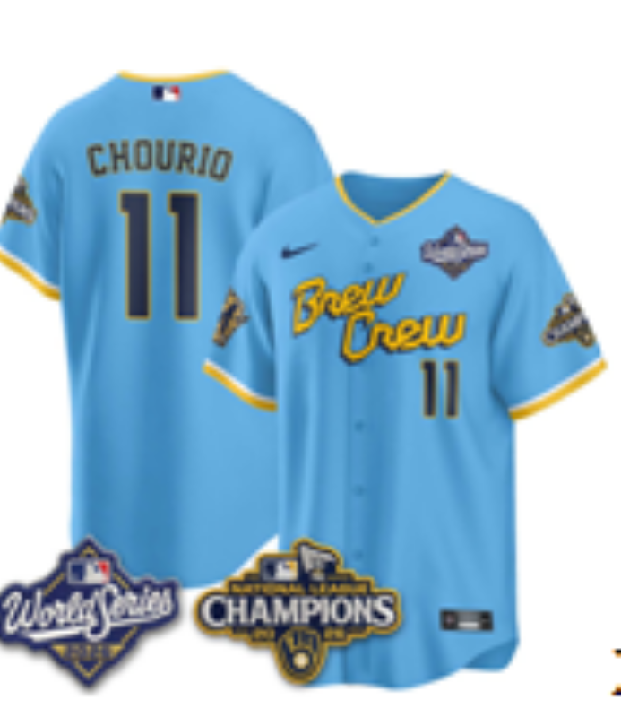 Men Milwaukee Brewers #11 Jackson Chourio Blue Nike 2026 World Series jersey 102102->milwaukee brewers->MLB Jersey